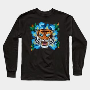 Japanese Tattoo Peony Tiger Long Sleeve T-Shirt